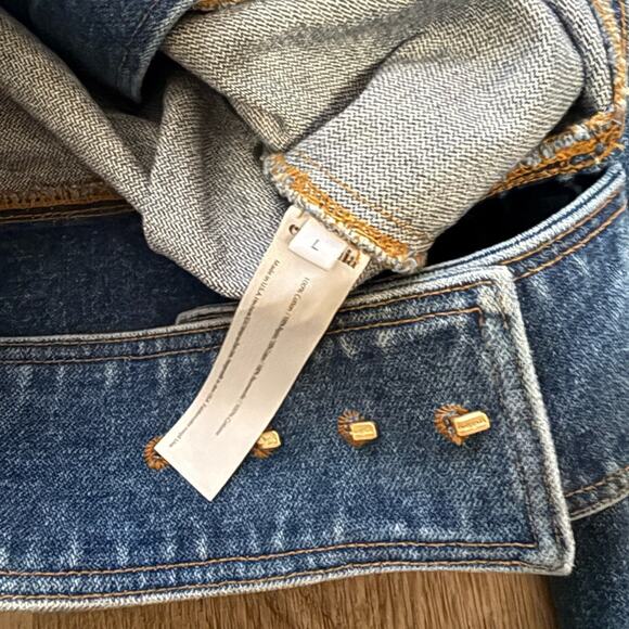 cult gaia georgia blue cut out lapel denim cotton jean jacket coat size large - Picture 9 of 11